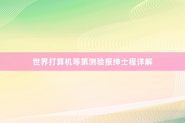 世界打算机等第测验报绅士程详解