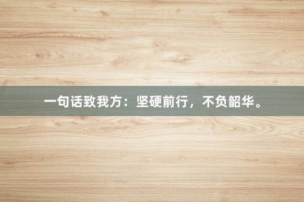 一句话致我方：坚硬前行，不负韶华。