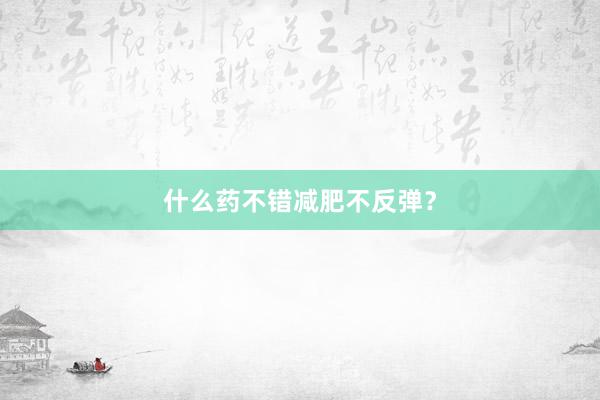 什么药不错减肥不反弹？